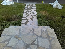 Rebuilt natural stone walkway